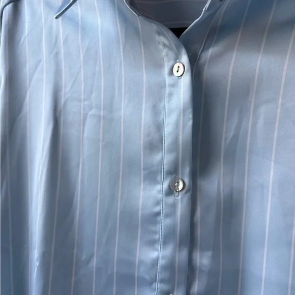 Women’s Light Blue Stripe Button-Up Shirt - Picture 8 of 8